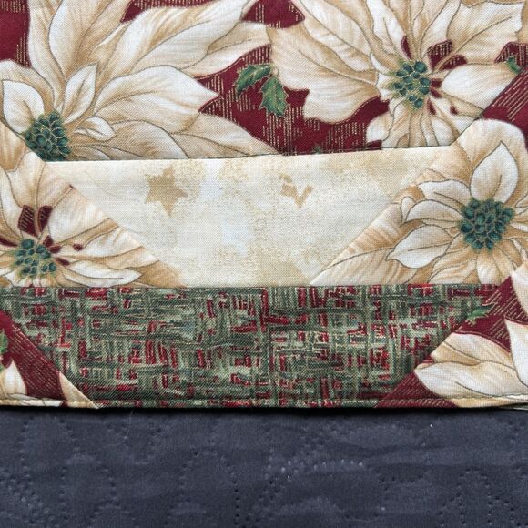 Handmade Christmas Holiday Table Runner Pieced Poinsettias 26” L x 13” W Home - Picture 8 of 9